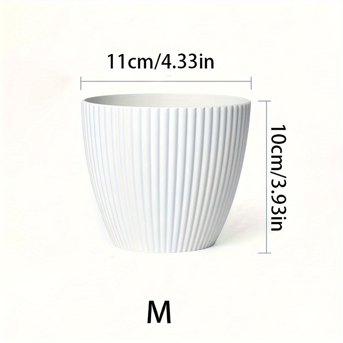 1pc Plastic Flower Pot With Saucer, Vertical Striped Plant Pot With Base, Modern Decorative Gardening Container In Sizes