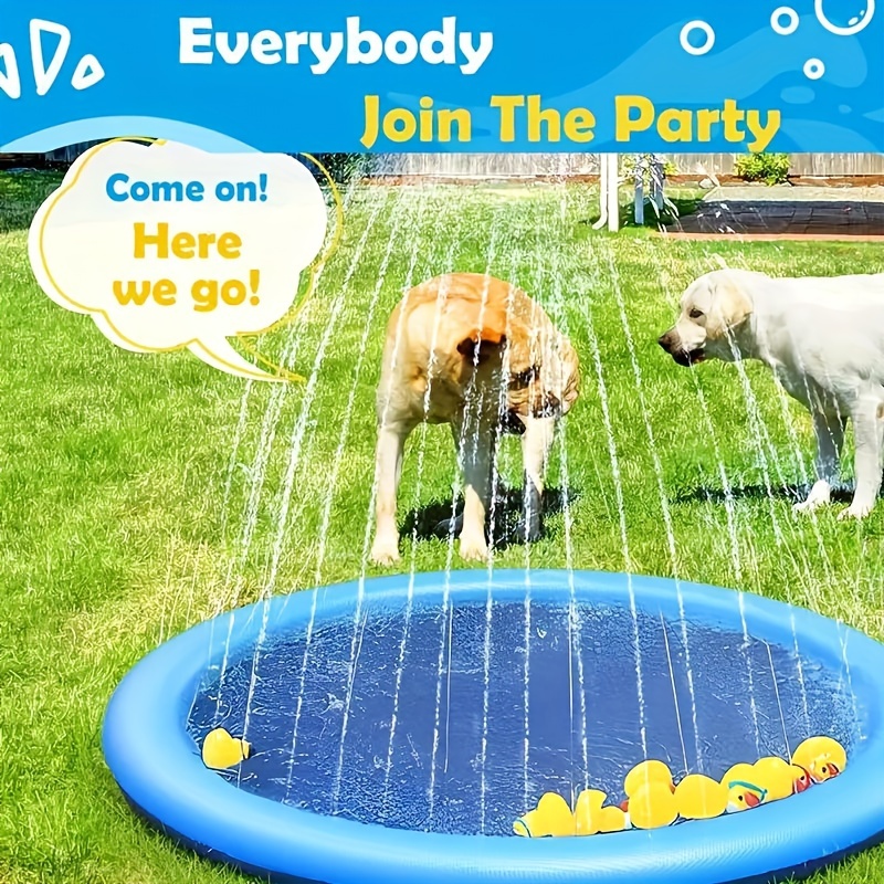 

Heavy-duty Pvc Dog Splash Pad - Outdoor Pet Bathing Tub With Water Play Toy For Summer Fun