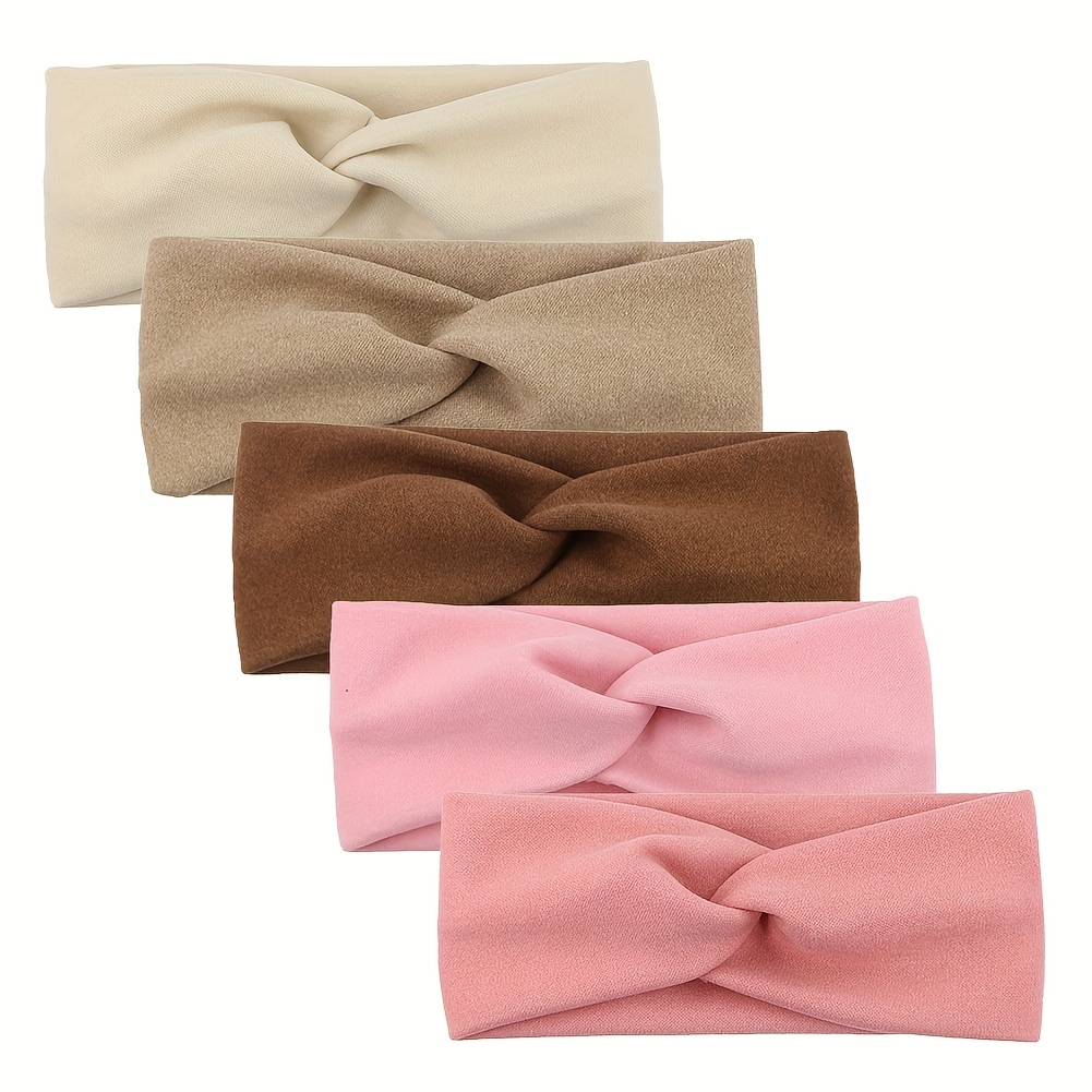 5pcs/lot Solid Girls Outdoor Headbands Handmade Elastic Hair Bands Autumn Winter Ins Headwraps Infant Fashion Headwear Kids Hair Additions