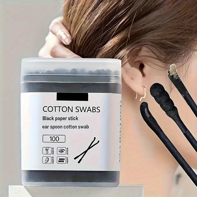 

100pcs Disposable Double-headed Cotton Swabs, Portable Makeup Household Nose & Ear Cleaning Sticks Cotton Buds, Makeup Remover Tool, Makeup Supplies Glue Applicators With Storage Box