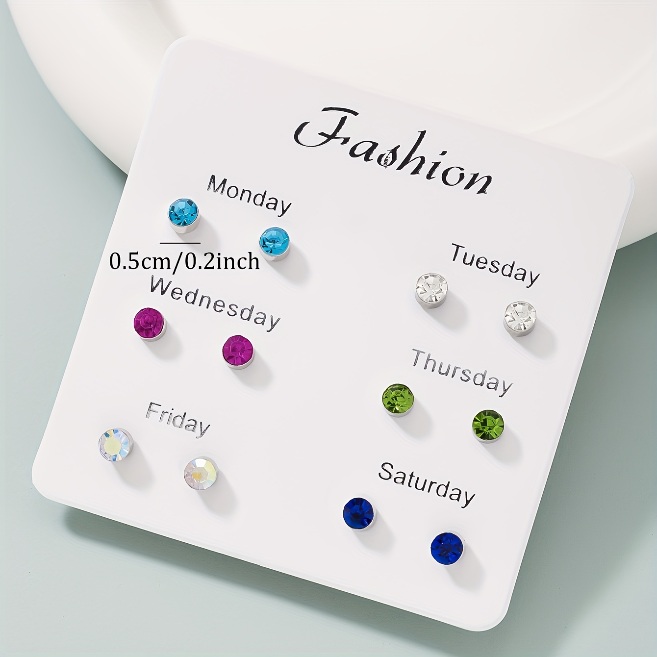 6 Pairs Multicolor Rhinestone Earrings Set