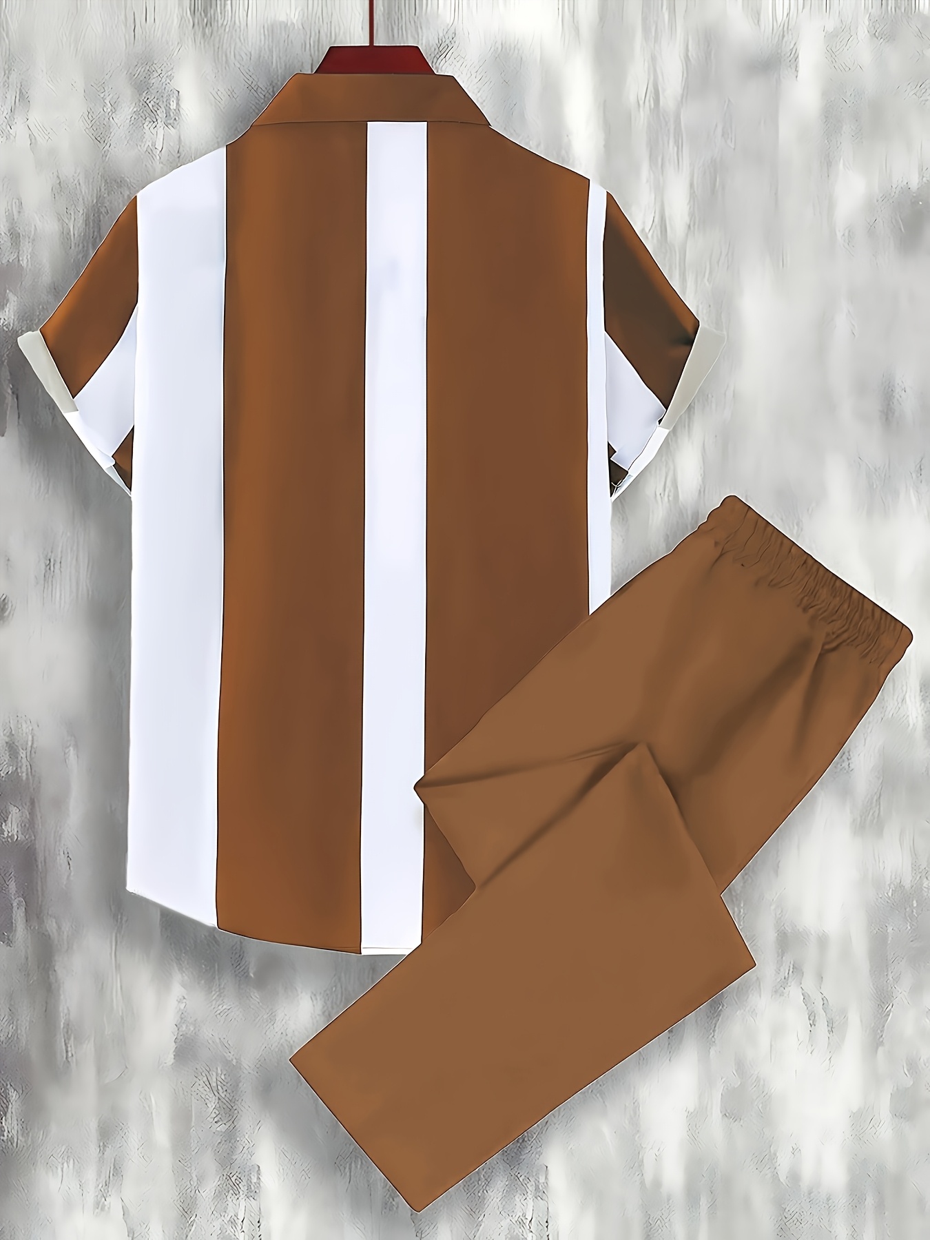 Digital Print Men's Casual Sport Cardigan Button Short Sleeve and Long Pants Set