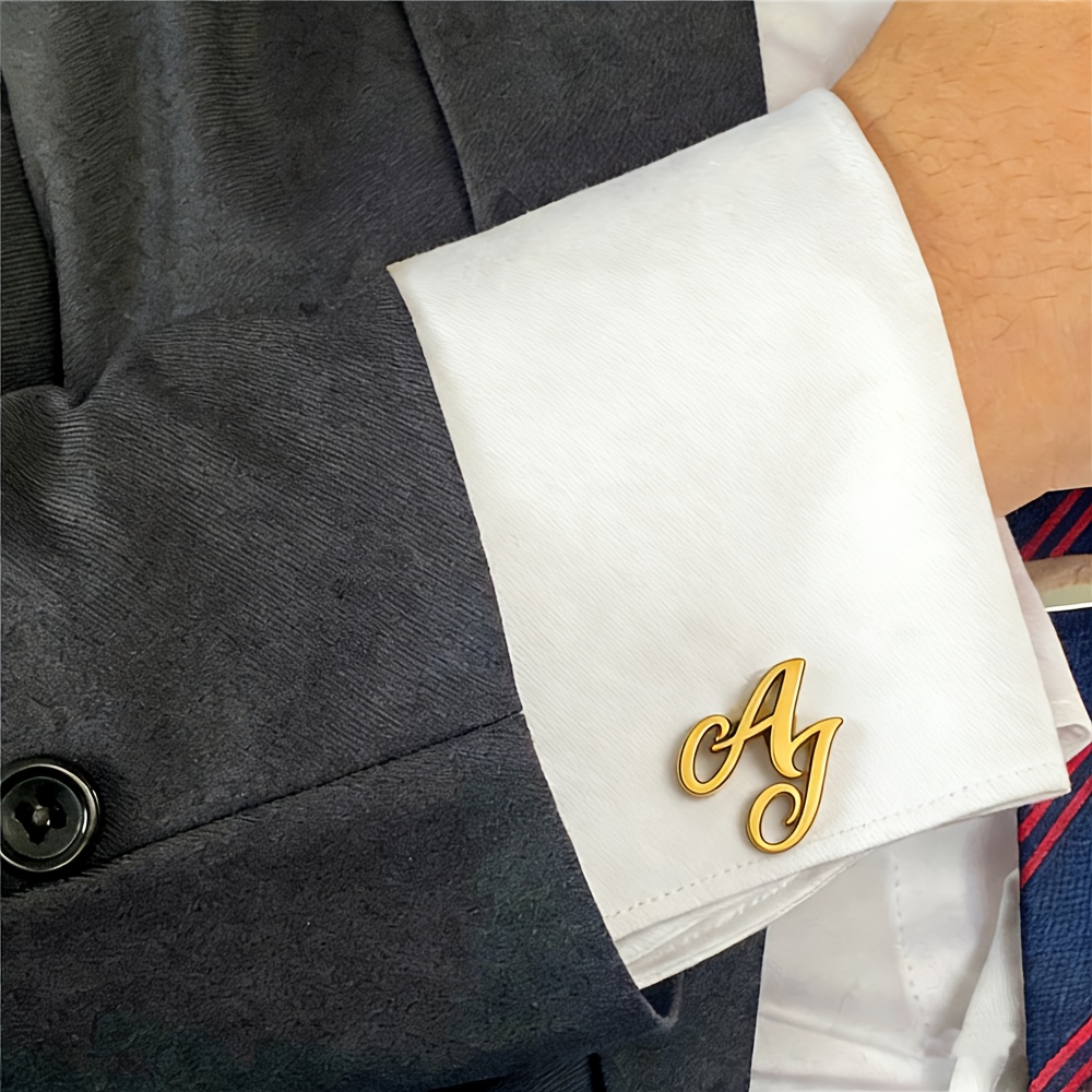 Custom Initial Cufflinks Personalized with 2 Letters, Minimalist Design
