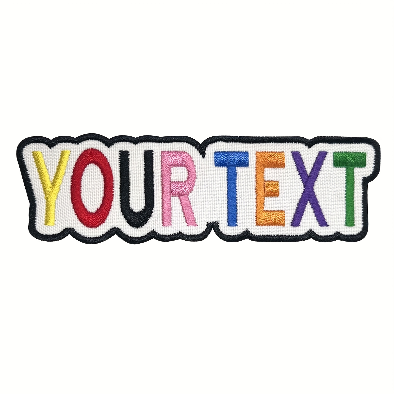 TEMU Patch ricamato con personalizzato 2pz - Filo da colori disponibile, font multipli - Patch di testo ricamato per cucire o stirare, elegante , per