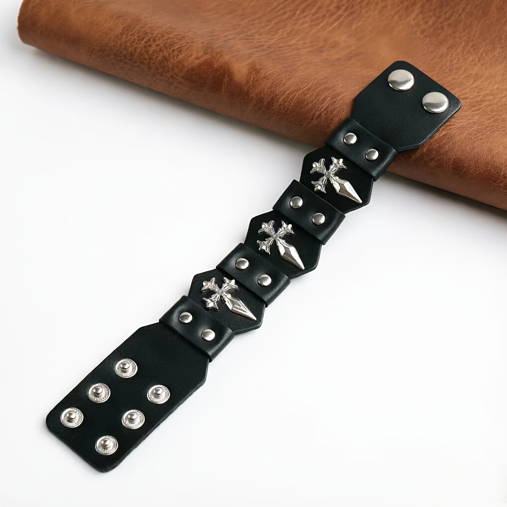 TEMU 1pc Bracelet Rivet Créatif Mode d'Épée Croisée, Accessoire de Mode Décontracté pour Hommes, Cadeau pour Hommes