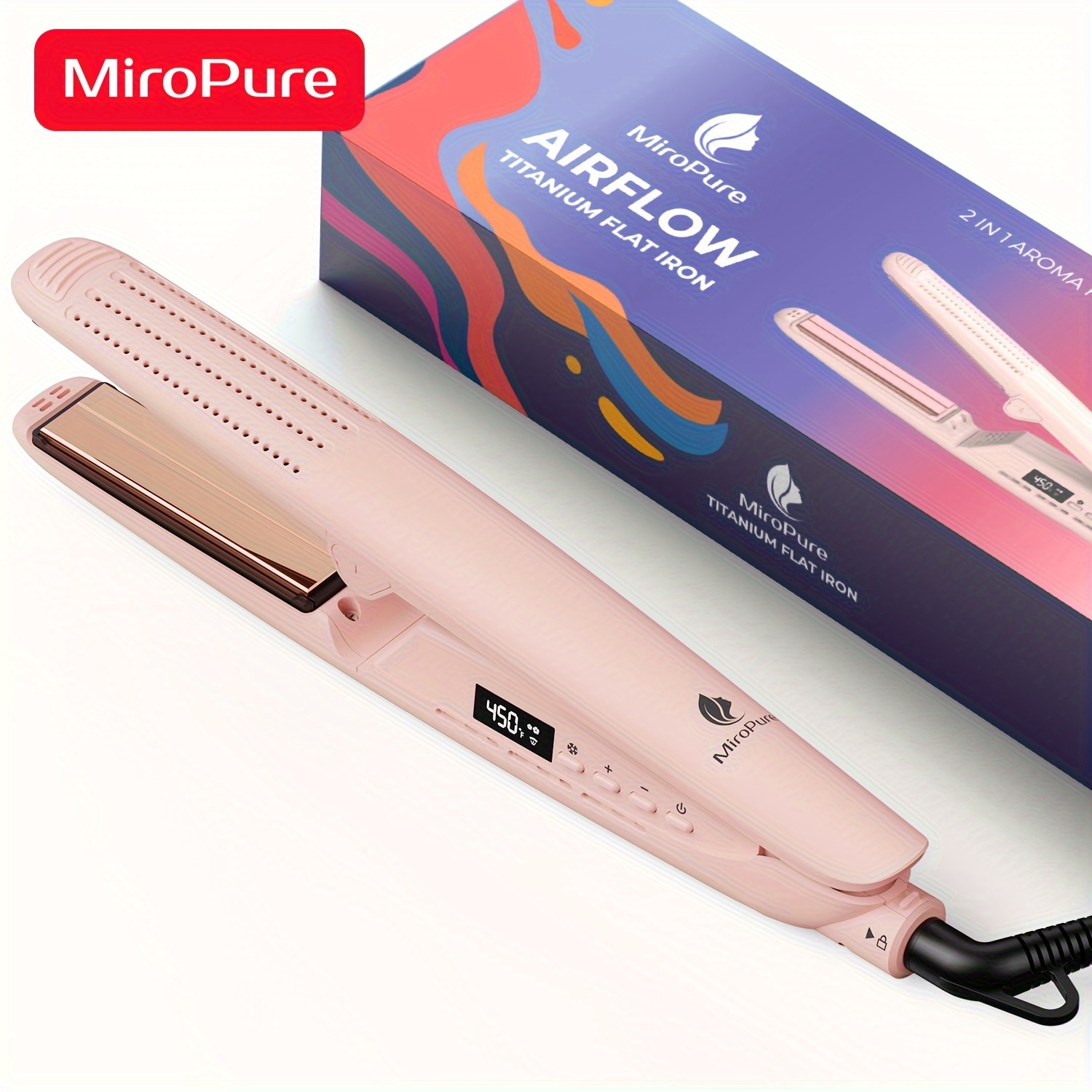 

Miropure 360° Curling Iron, Titanium Straightener And Curler 2 In 1, Curing Air, 13 , For Long , , For