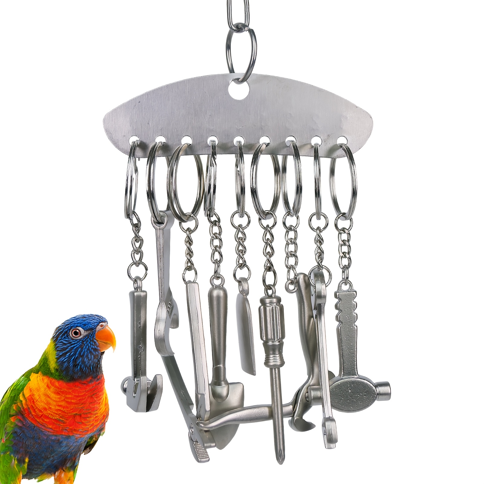 

1pc Stainless Toy For Parrots, Parakeet Chew Toy, Interactive Pet Cage Hanging Accessory, For Large And Medium Birds, Stress And Mental Stimulation