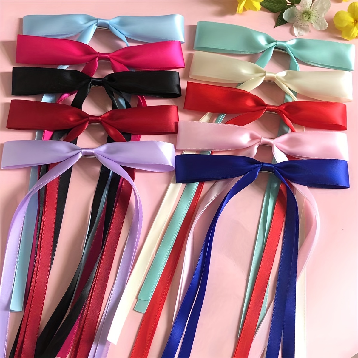 

10pcs Solid Color Ribbon Bowknot Shaped Hair Clip Vintage Hair Decoration For Women And Daily Use Wear