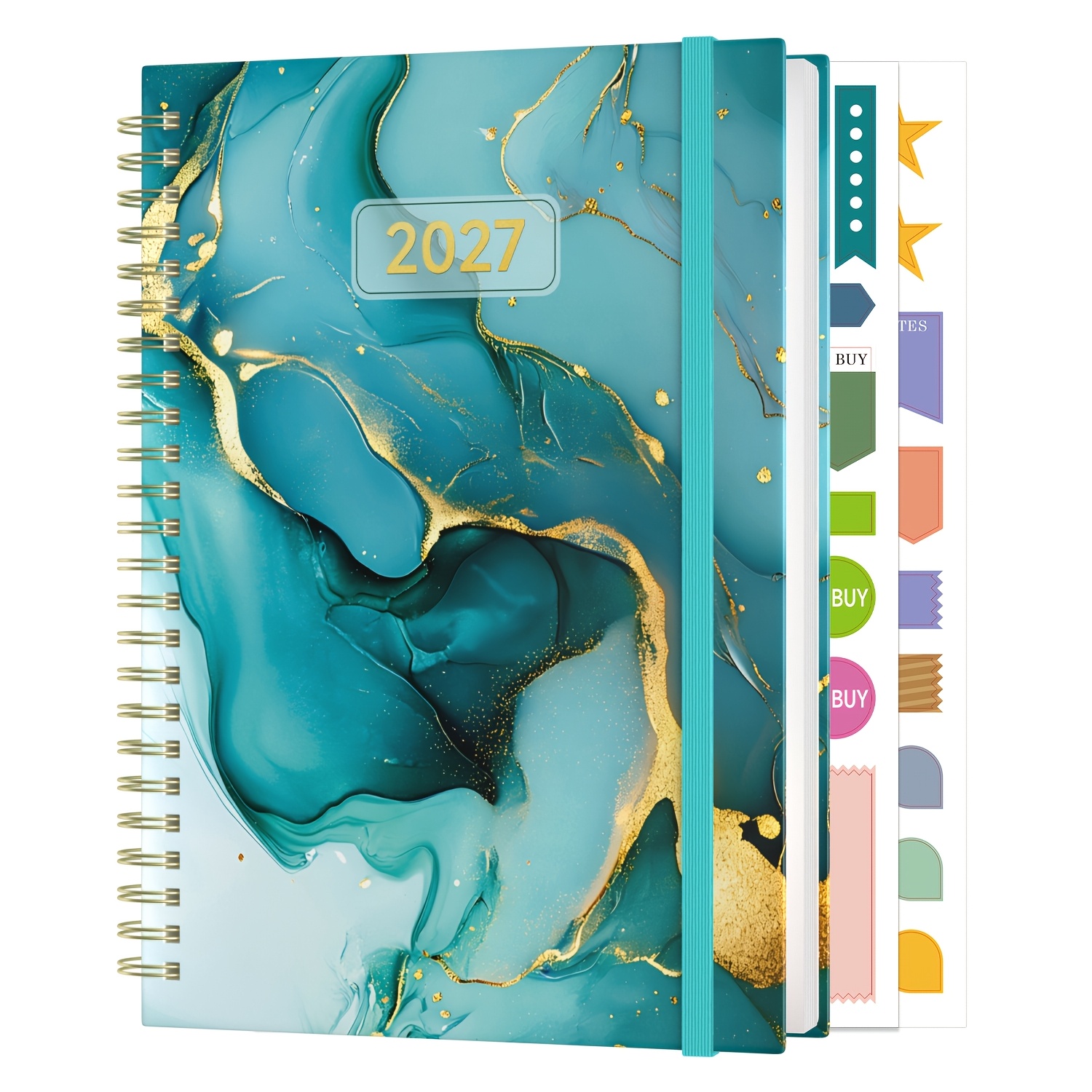 TEMU Agenda de 2027, planificateur horaire et hebdomadaire A5, agenda 2027 de 2027 à décembre 2027, planificateur 2027, reliure à spirale, couverture