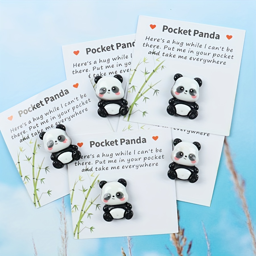 

5-pack Hug Cards With Acrylic Panda Figurines, Thoughtful Keepsake, Motivational Gift For Encouragement, Holidays, Back To School - Cute Resin Animal Charms