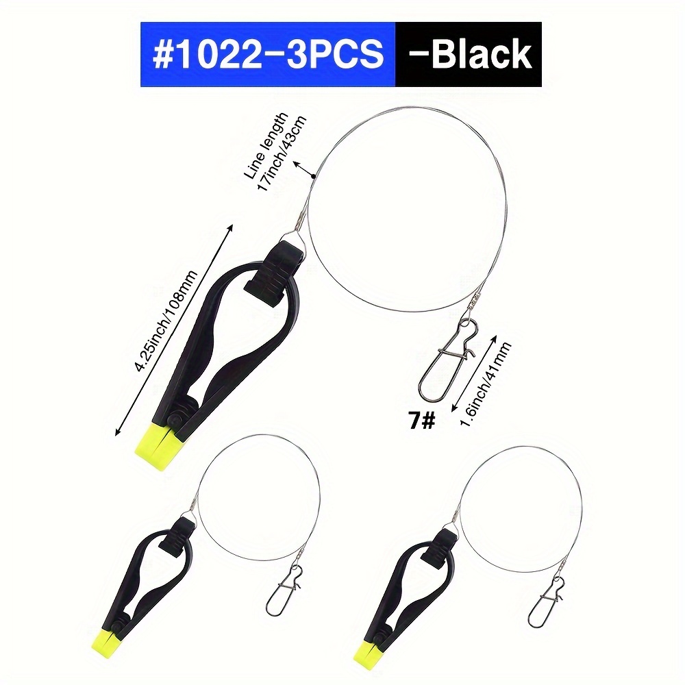 TEMU Sports 3pcs/4pcs Downrigger Line Release Clips 17-inch(43cm) Leader With Snap Weight Release Clips For Planer Board Downrigger Trolling Offshore