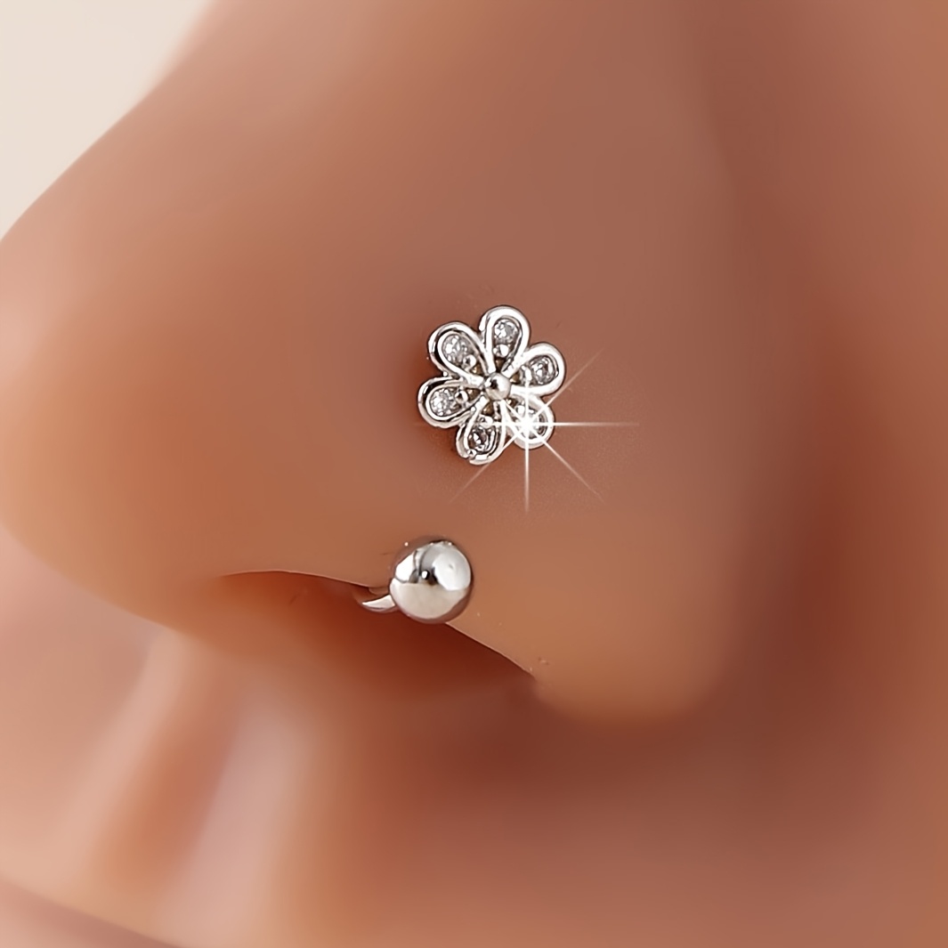 TEMU 1pc Women's Nose Ring, Spiral Nose Stud, Body Piercing Jewelry
