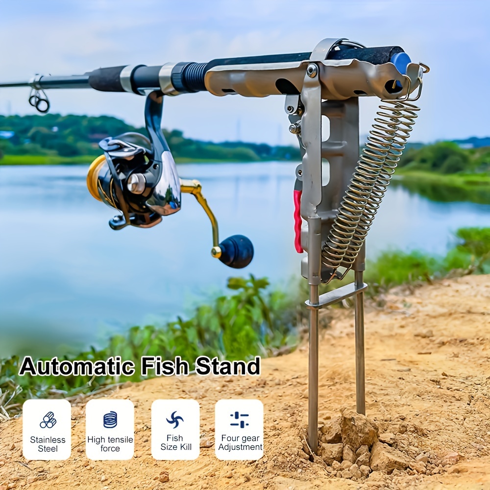 

1pc Stainless Steel Fishing Pole Stand Bracket, Adjustable Sensitivity & Folding Ground Support Bracket, Fishing Supplies