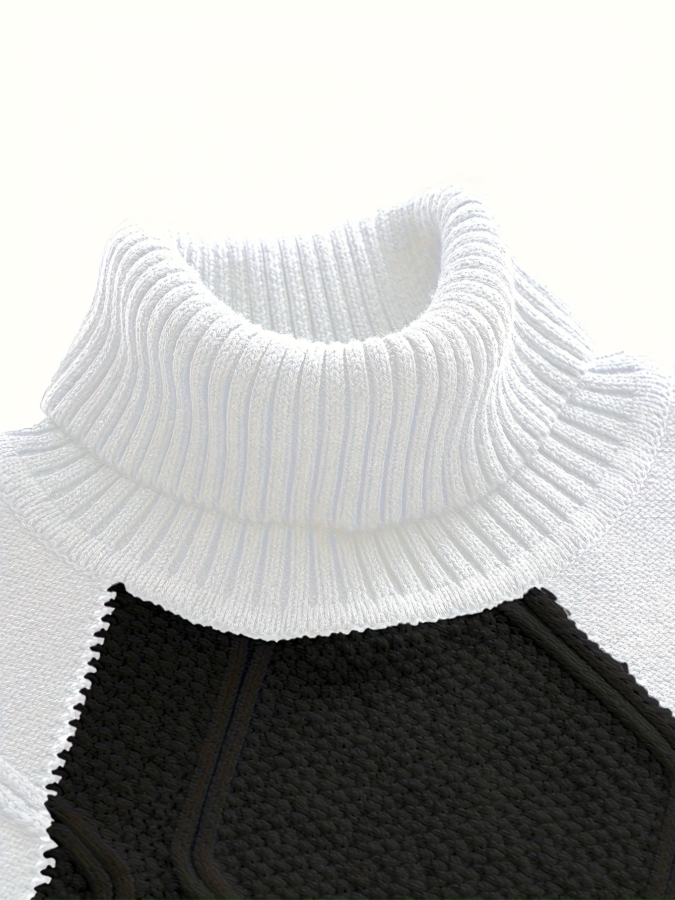 Men'S New Color-Blocked High-Neck Long-Sleeve Retro College-Style Knitted Base Layer for Casual Autumn And Winter - Image 9