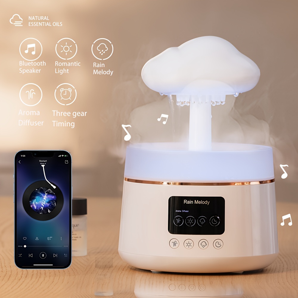 Humidificateur de nuage de pluie USB, veilleuse, lampe pour la maison et le  bureau, diffuseur d'arômes, son goutte d'eau, brumisateur - AliExpress