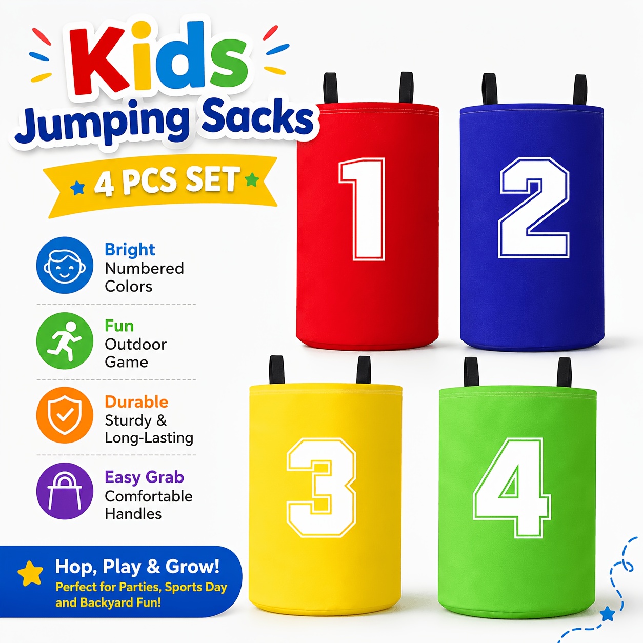 TEMU Colorful 1-4 Jumping Sack Set, Durable Oxford Cloth, For Pe Class & Family Reunion, Durable Potato Jump Bag, Unlock Athleticism , Exercise