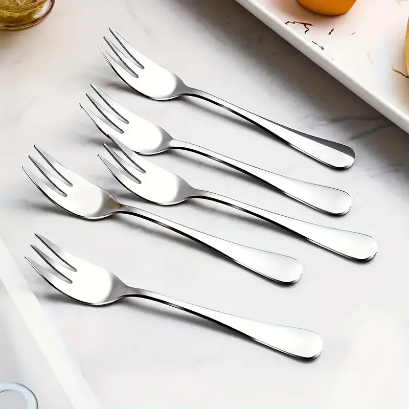 2 4pcs stainless steel small appetizer fork small dessert fork set cutlery set 5 5 inch polished dishwasher safe durable cutlery salad dessert espresso cutlery Product details 0