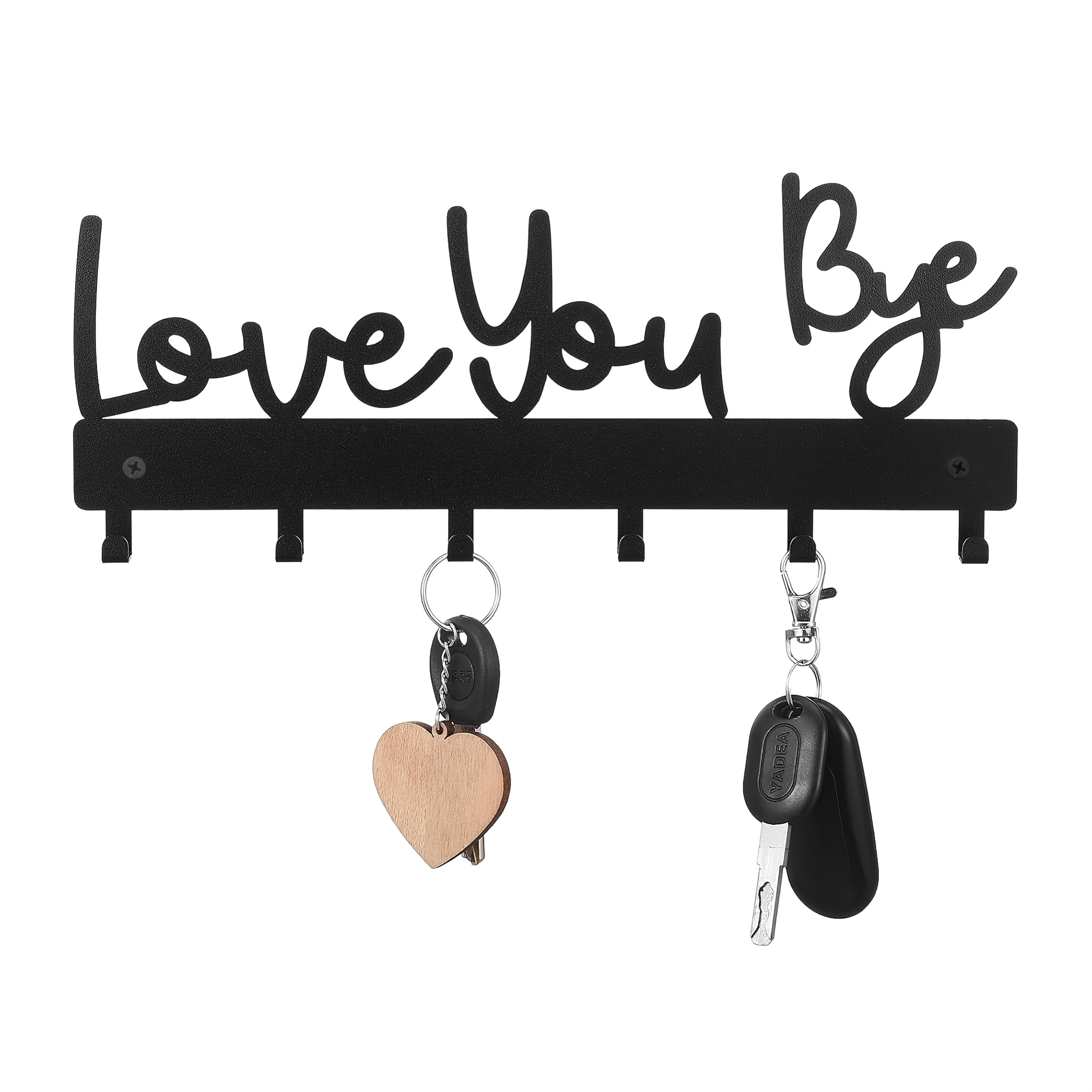 TEMU Love You Bye Wall-mounted Key Holder With 6 Hooks, Love Art Decor For Entryway/kitchen/office (hook Type)