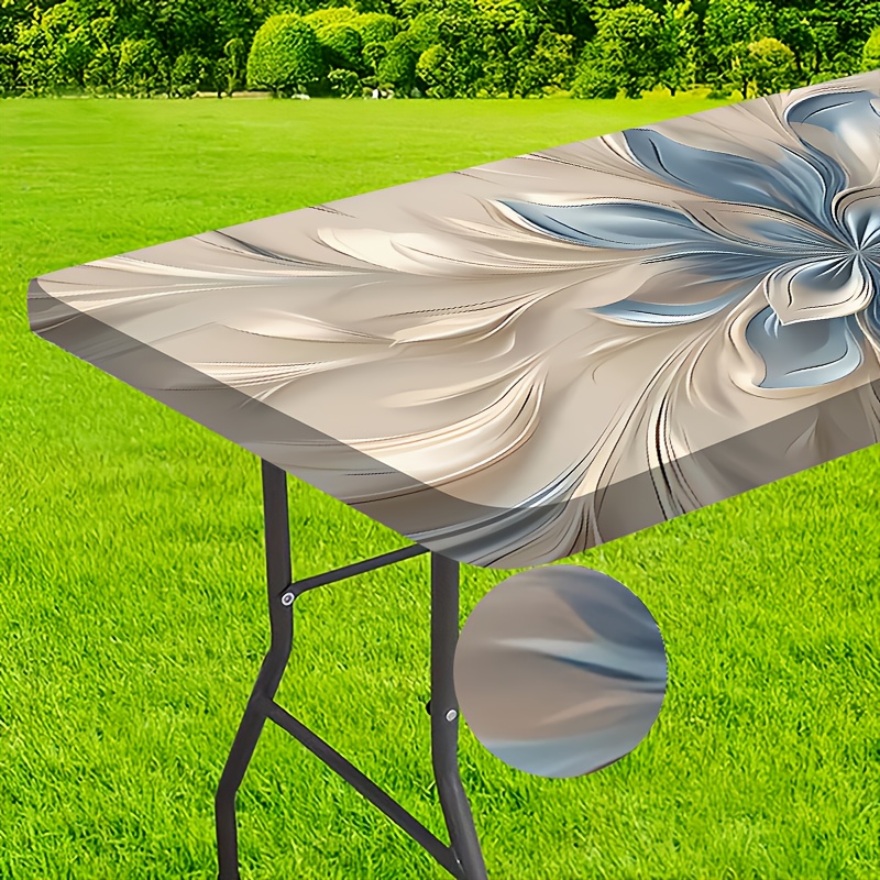 TEMU . Outdoor-Tischdecke - Elastisches Design, elegante Tischdecke mit Blumenmuster und Stretch-Effekt - Verleiht dem Zuhause Wärme mit Musterdruck,