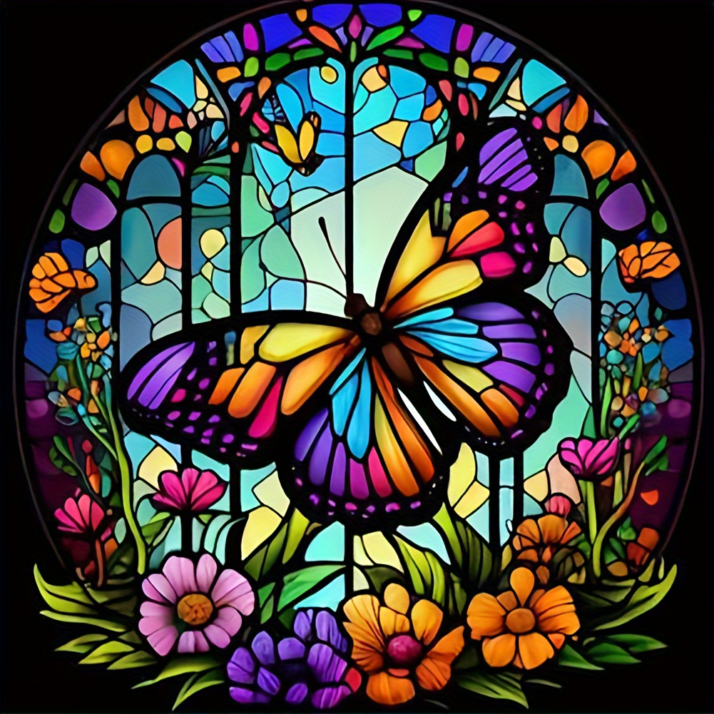 

Mesmerizing Decor, Colorful Butterfly 5d Kit, Animal Theme, Round Diamonds On Canvas, Craft Supplies - 7.87x7.87 Inches