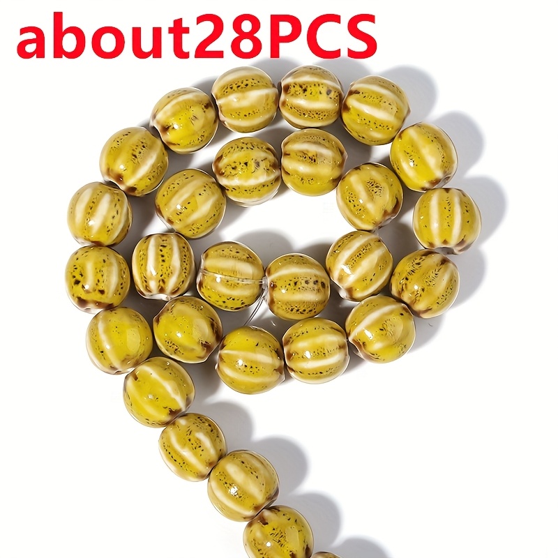 28pcs Glass Striped Colored Pumpkin Beads for DIY Jewellery