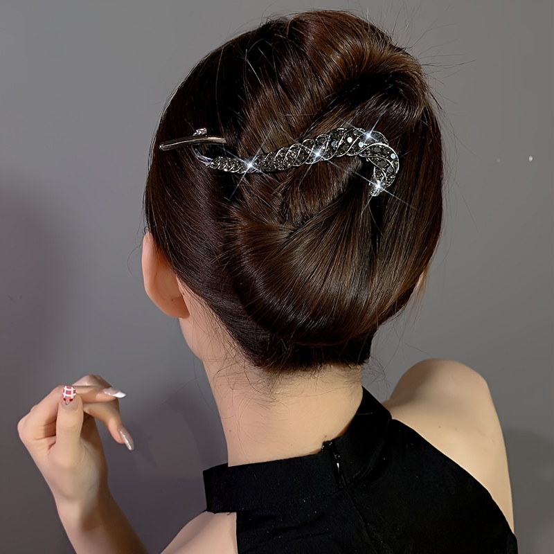 1pc geometric shape rhinestone hair clip headwear girls simple twist clip suitable for daily festival details 5