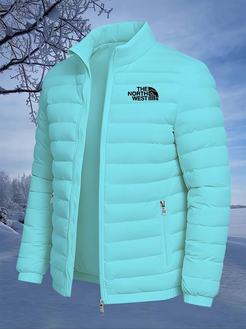 imagen del artículo ropa de abrigo acolchada clásica de invierno engrosada, estampada, chaqueta acolchada para desplazamientos y exteriores, elegante y resistente al para uso