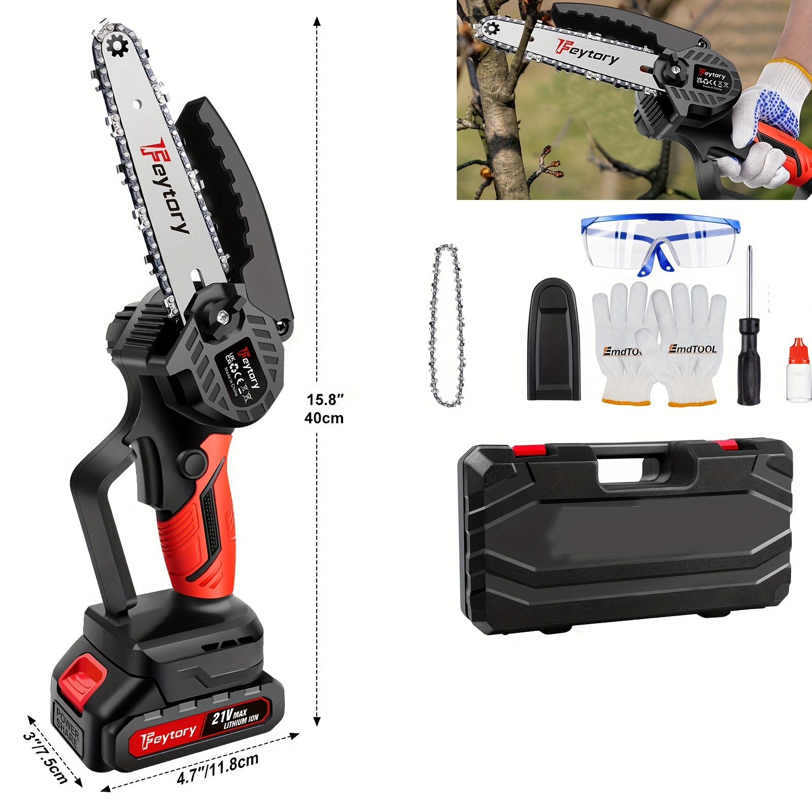 

Mini Chainsaw Cordless 6 Inch, Powerful Electric Saw, Light Weight Mini Chainsaw With , 1 Battery & Security Lock, Garden Tools For Tree Trimming & Wood Cutting