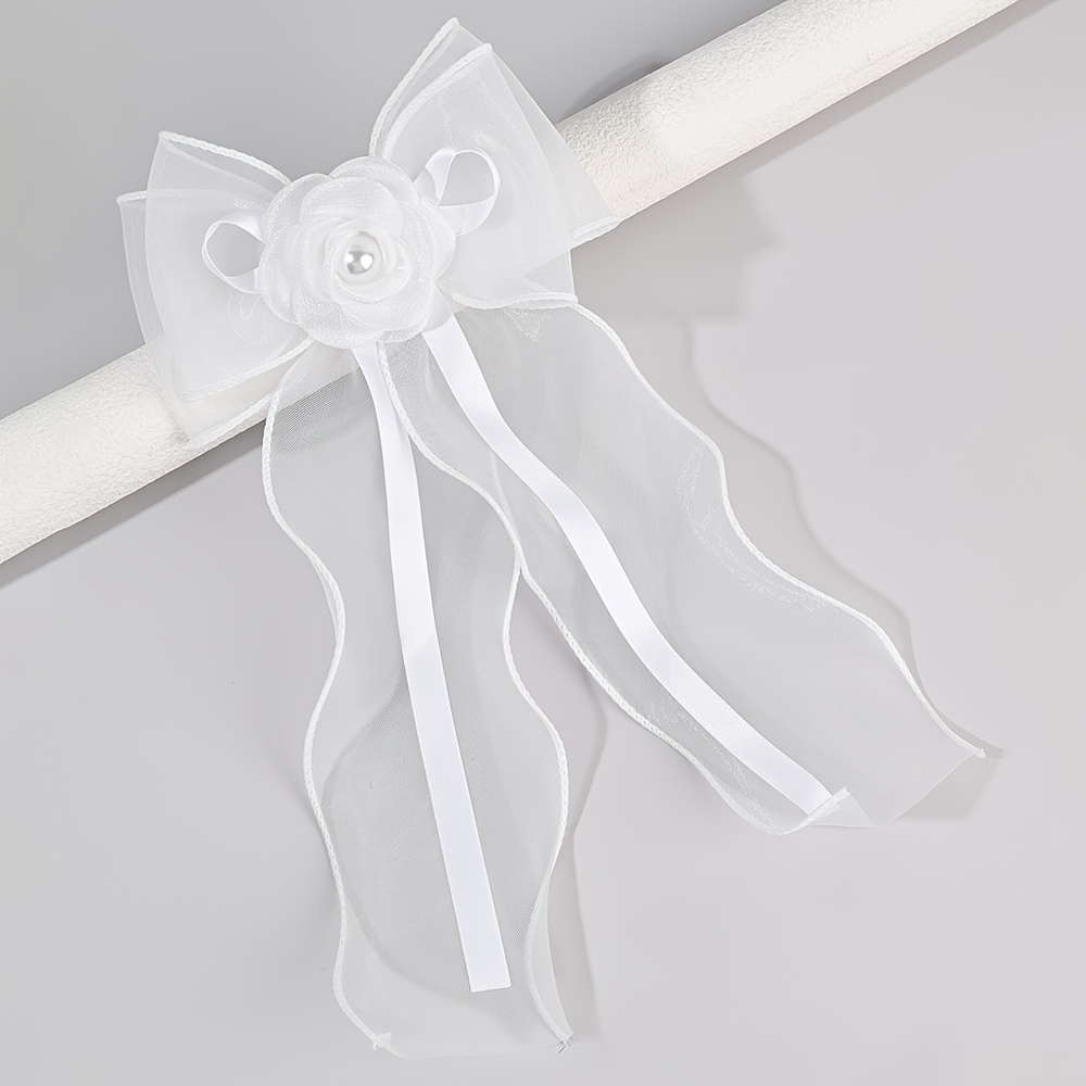 E-shop 1 Stück Elegante Kamelien-Mesh-Haarschleifen-Clips für Damen, Minimalistische Blumen-Haarspangen, Satin-Band-Tassel-Haarklammern, Vielseitige