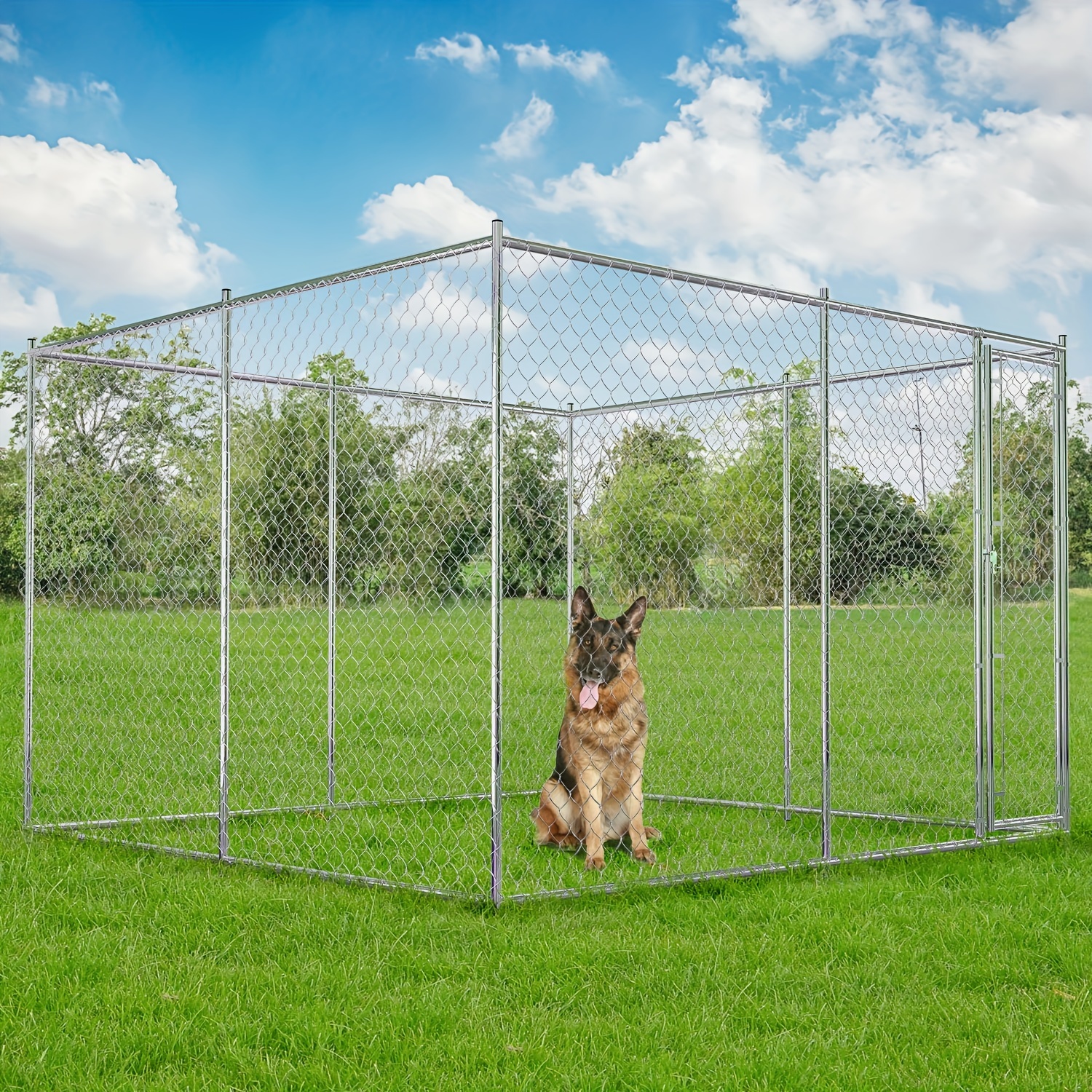 

Hittite Extra Large Outdoor Dog Kennel, Heavy Duty 10x10 Outside Dog Kennel, Large Chain Link Dog Run Fence With Secure Lock For Backyard (10'l X 10'w X 6'h)