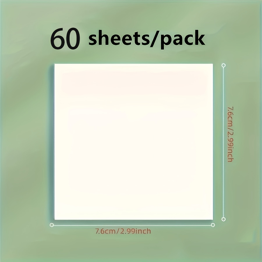 1pc 60sheets Of Transparent Sticky Notes, 2.99 X 2.99inch Square Self-adhesive Notepad, Suitable For Journaling And Book Annotations, Ideal For School And Office Organization