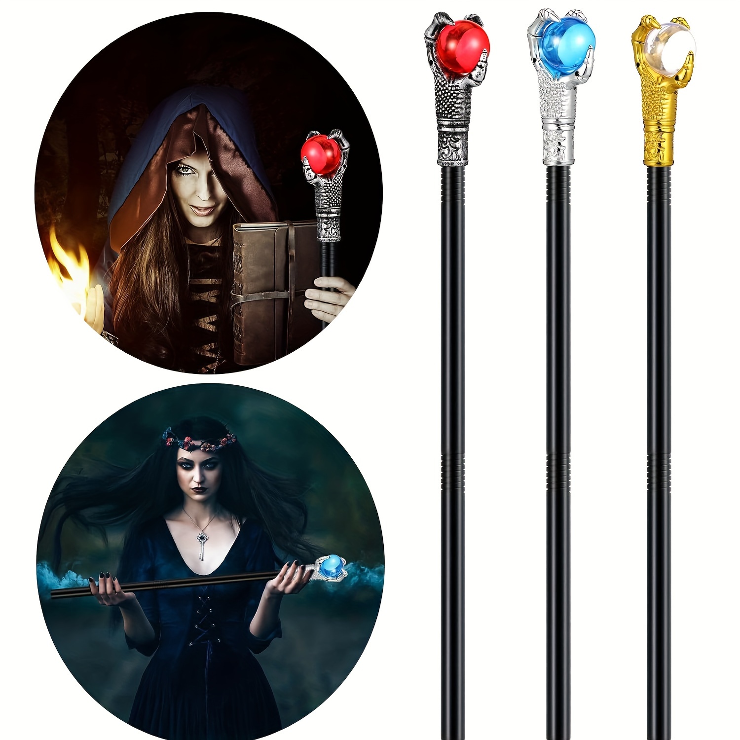 

Fashionable Plastic Walking Stick With Dragon Claw And Orb Design - 1 Pc, Fantasy Costume Accessory, Role-play Prop For Wizard, , Royal King, Queen Scepter - Adult Cosplay Gadget