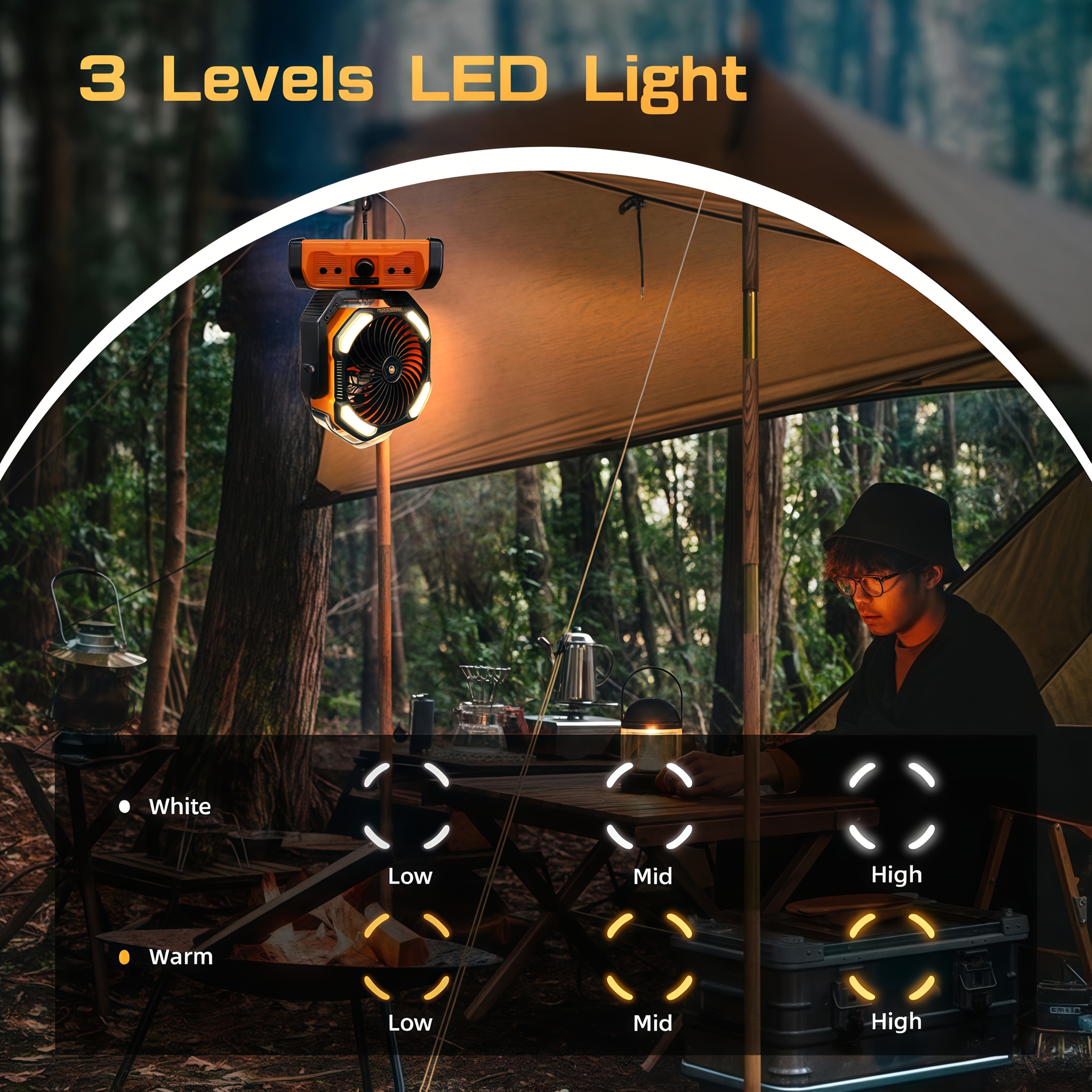 long lasting portable camping fan spray led usb rechargeable high velocity cooling fan durable emergency for and campers extended details 6