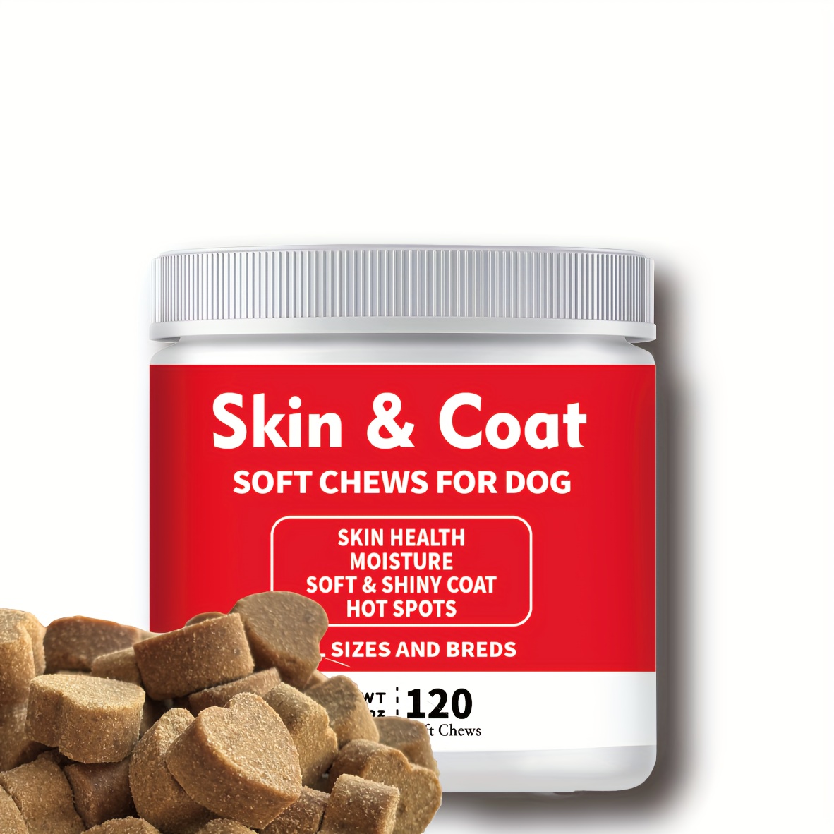 TEMU Skin & Coat Chews, Dog Supplements For & Coat, Itchy Skin, Fish Oil With 3, Support Healthy Shiny Hair
