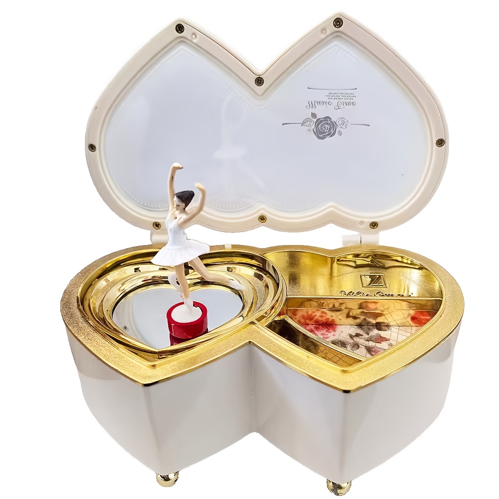 TEMU 1pc Rotating Ballet Girl Princess Music Box -shaped Jewelry Storage Box Ballet Girl Music Box Gift Valentine's Day Gift, Festival Desktop