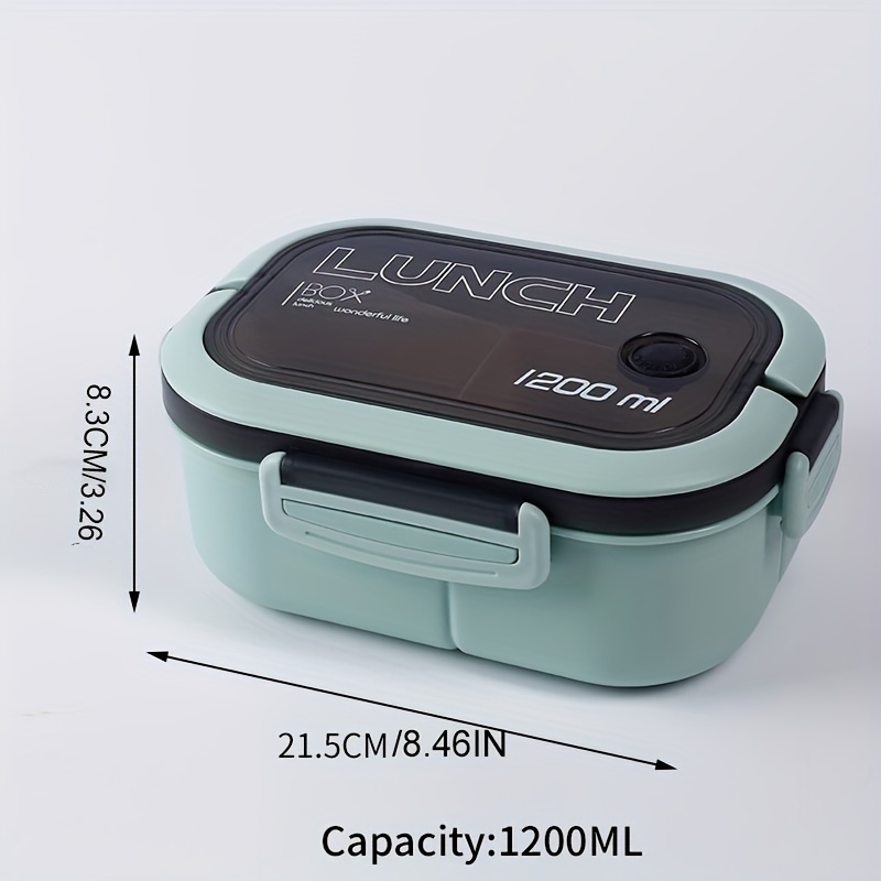 TEMU 1pc 1200ml 2-layers Sealed Lunch Box , Microwavable Bento Box With For Office