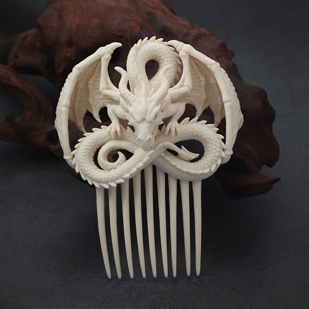 TEMU 1pc Retro Resin 3d Spiral Western Hair Clip, Embossed Scale Pattern Flying Hair Comb, Fantasy Medieval Cosplay Halloween Hair Accessory, Women's