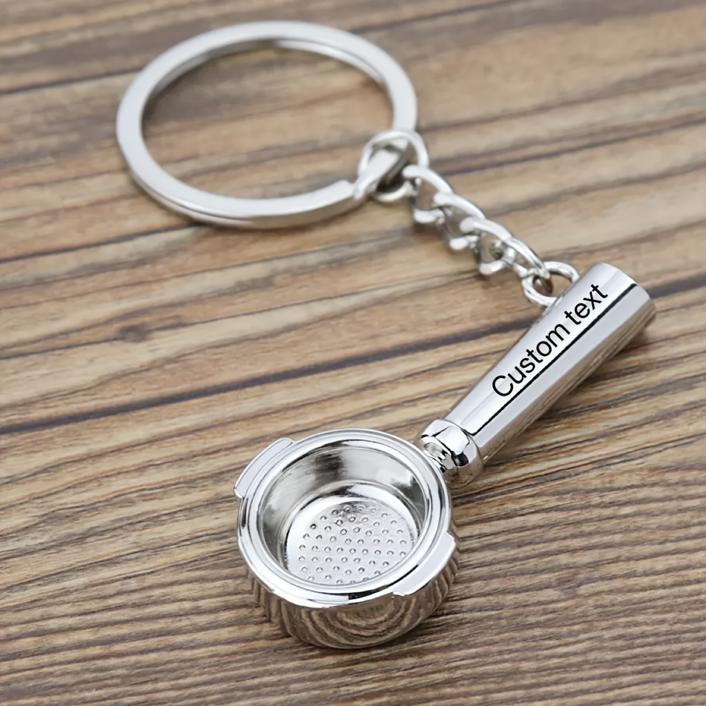 TEMU Customized Personalized Stylish Mini Coffee Filter Keychain - Elegant Alloy Pendant, Suitable For Bags, Wallets, And Car Keys - The Perfect