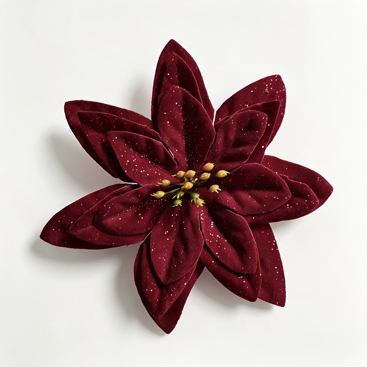 TEMU 12 Pezzi di Fiori di Mirtile Artificiali, Opzionale Glitter/Matte, per Albero di Natale, Corona, Decorazioni per Matrimoni e Feste