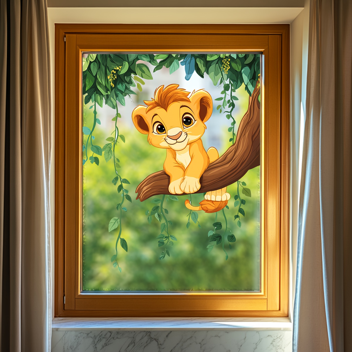 Cartoon Climbing Tree Branch Glass Sticker, Fun Decoration For Living Room And Balcony, Animal-themed Light-transmitting Sticker, Easy To Apply, High Quality,, Self-adhesive Double-sided Glass Decal