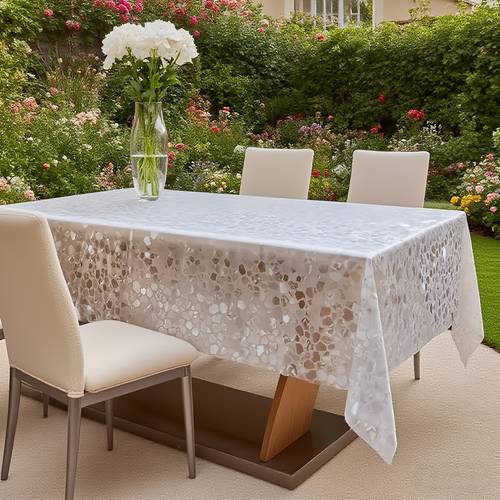 1pc transparent 3d pattern table cover modern minimalist ins small stone checkered floral tablecloth heat resistant dining table mat pvc table cover table cloth decor rectangular table topper for indoor outdoor