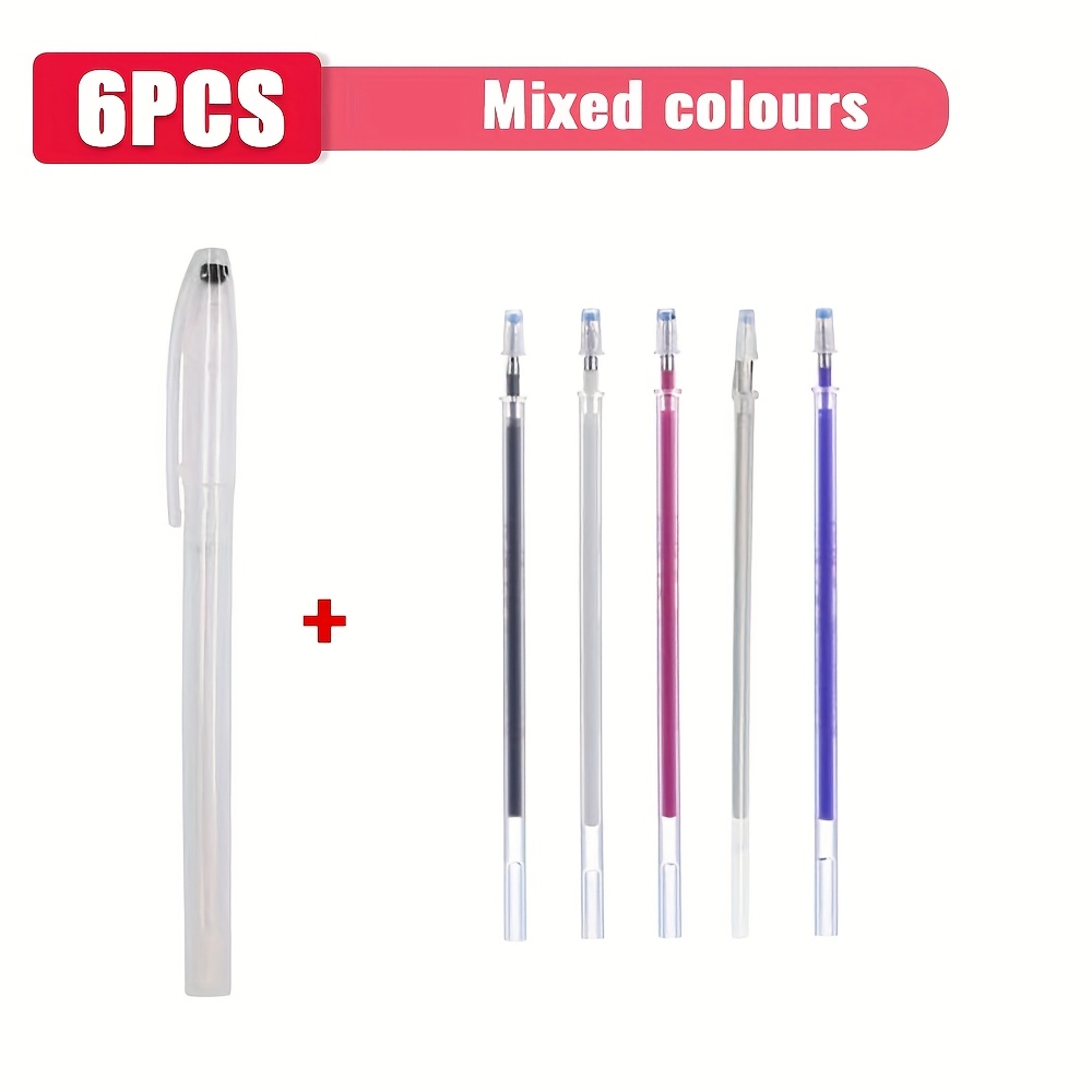 TEMU 6pcs Set Of Heat-erasable Magic Markers, Erasable Gel Pens, Includes 1 Special Pen And 5 Assorted Replacement Refills, Temperature-, Line