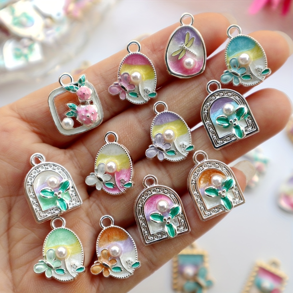 15pcs vintage floral enamel charms Temu Pakistan