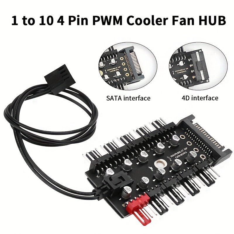  MasterFan hub 1 to 10 4PIN SATA PWM hub, Chassis Fan Cable hub  Adapter, Strong Magnet adsorption is not Easy to Fall Off : Electronics