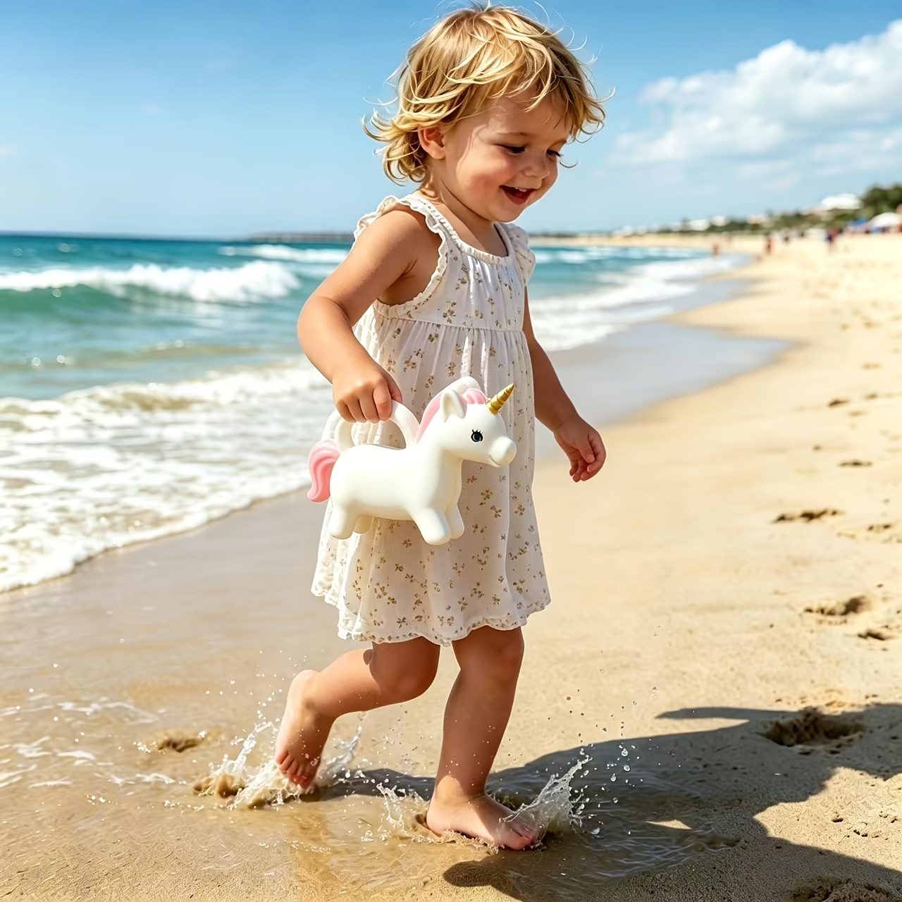 White Unicorn Water Bottle Toy, Bathing Play Toy