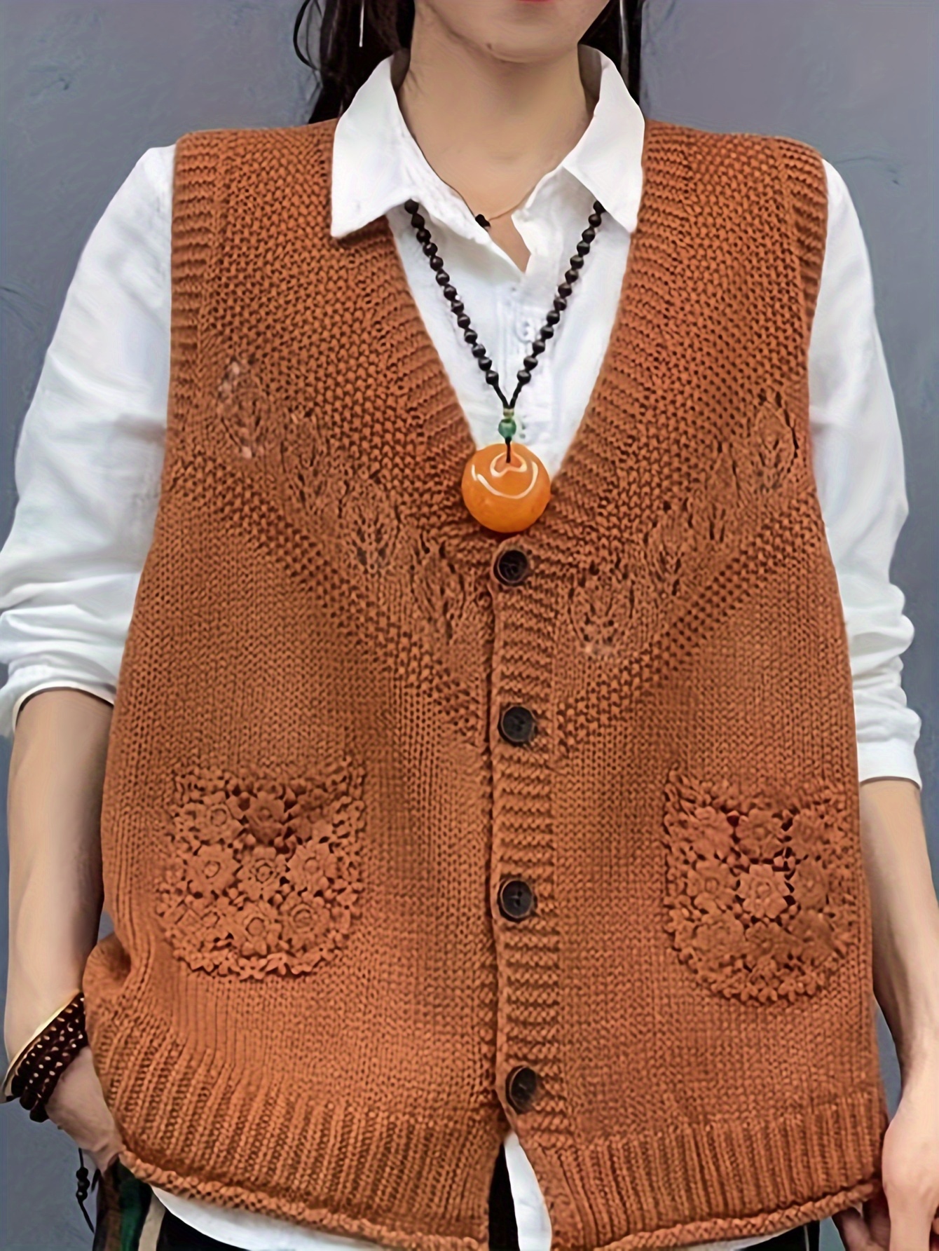 oversized loose fit neck cardigan vest solid green Temu Oman