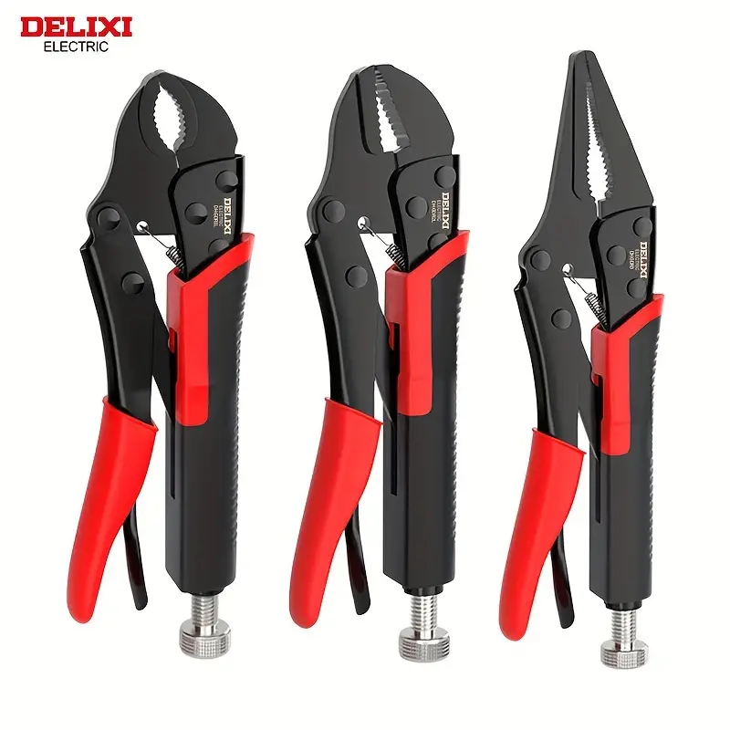 electric multifunctional locking pliers heavy duty industrial hand tool with red black handle adjustable jaws for secure clamping use on water pipes  s       pliers   tool design locking sheet metal pliers Product details 6