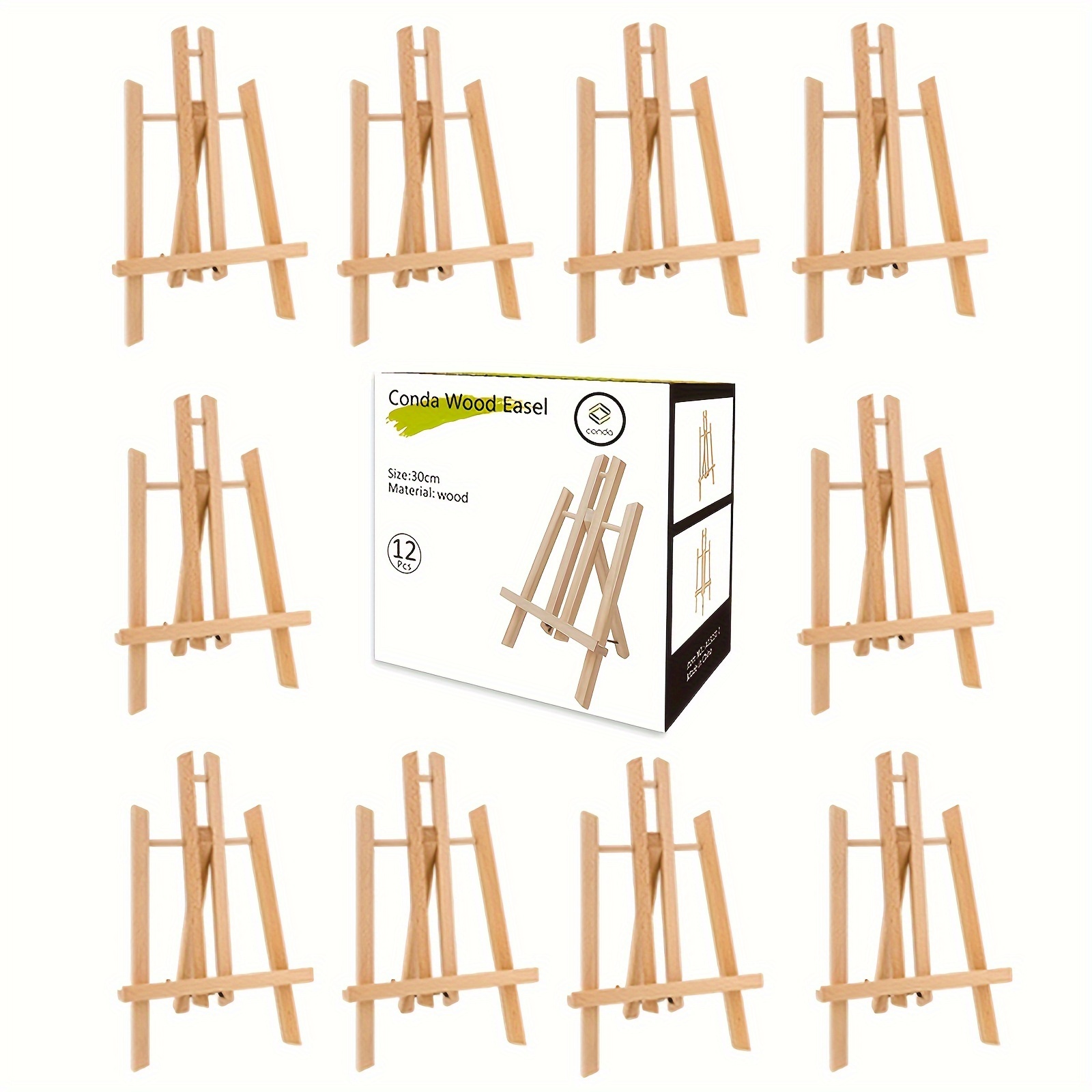 TEMU Conda 12 Piece 11.8" Tabletop Easel Set, Portable Tripod Tabletop Easel Set For Painting Parties And Displaying Canvases And Photographs, A Display Tripod Stand For Beginners.