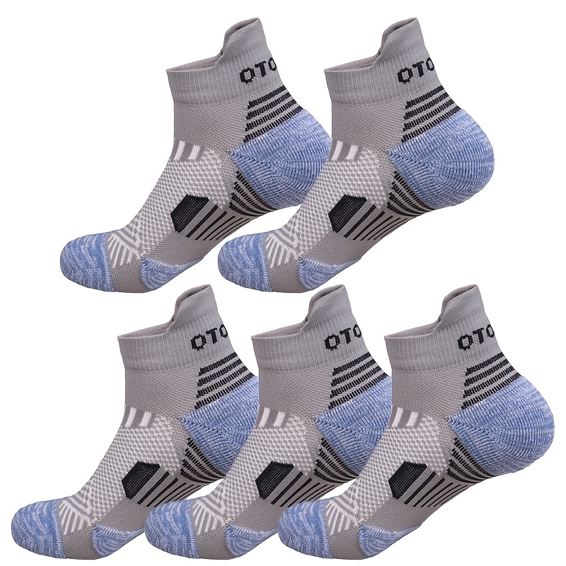 TEMU 5 Pairs Outdoor Sports Basketball Socks Marathon Running Socks Men Women Fitness Thick Towel Bottom Cushioning Sports Socks Short Low-cut