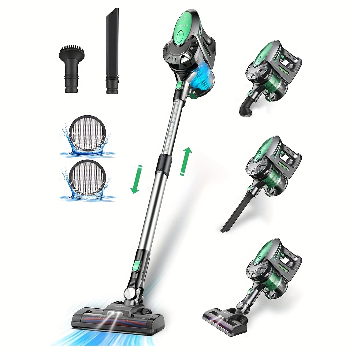 

Vactidy Cordless Vacuum Cleaner, V8 Stick Vacuum Cleaner Powerful Suction, Long Runtime With Detachable Battery, 6 In 1 Lightweight Hoover Cordless For Hardwood Floor Carpet Pet Hair